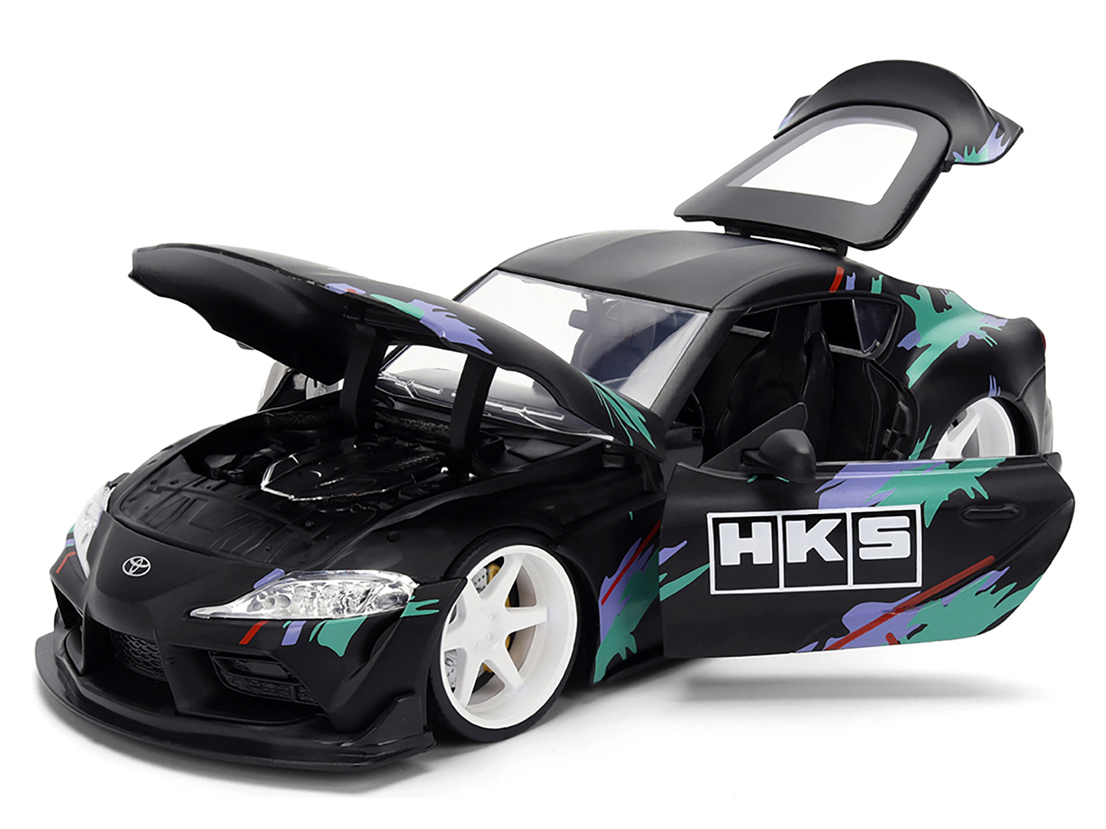 Jada 2020 Toyota GR Supra "HKS" Matt Black with Graphics "JDM Tuners" Series 1/24 Diecast Model Car by Jada