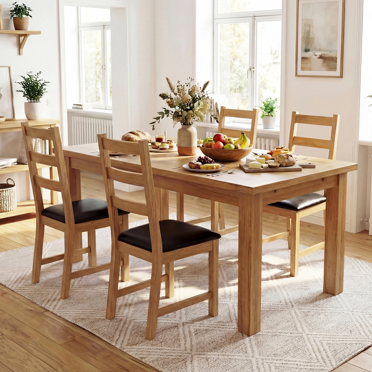 LJG Dining Chairs Set of 2 Farmhouse Dining Room Chairs with Hollowed Backrest