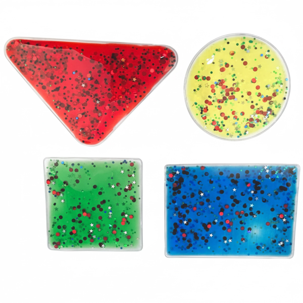Playlearn Unisex 4 Pack Glitter Gel Shapes Fidget Toy