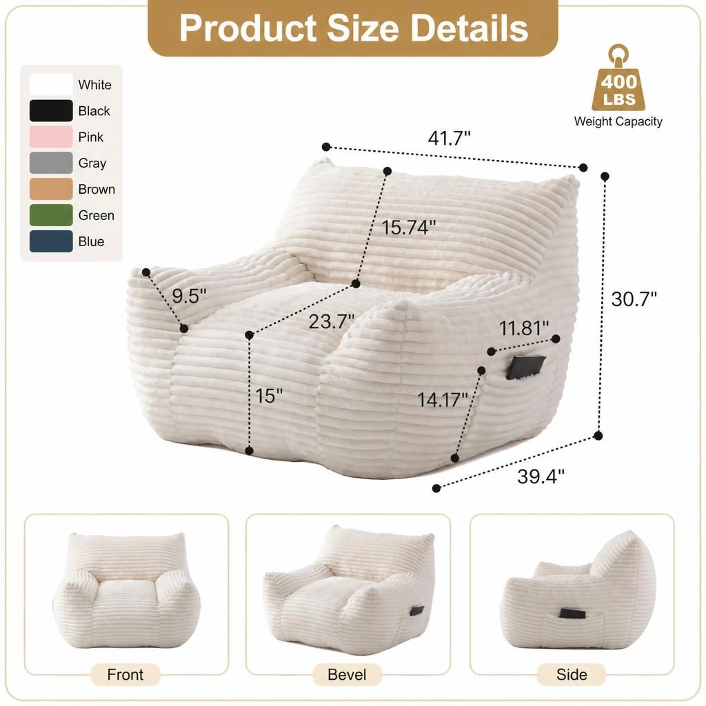 GOODSILO Fabric Single Seat Lazy Sofa Relaxing Lounge Bean Bag Chair