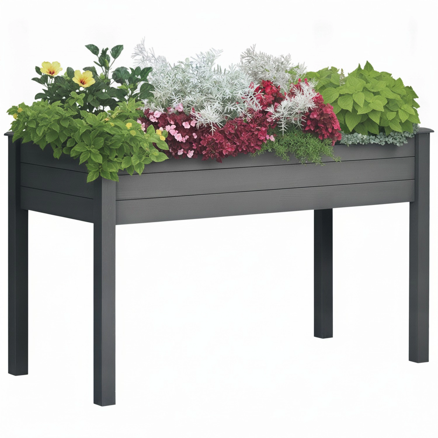 HONGGE Raised Garden Bed, Elevated Wooden Planter Box with Holes for Vegetables, Herb, Flowers, Backyard