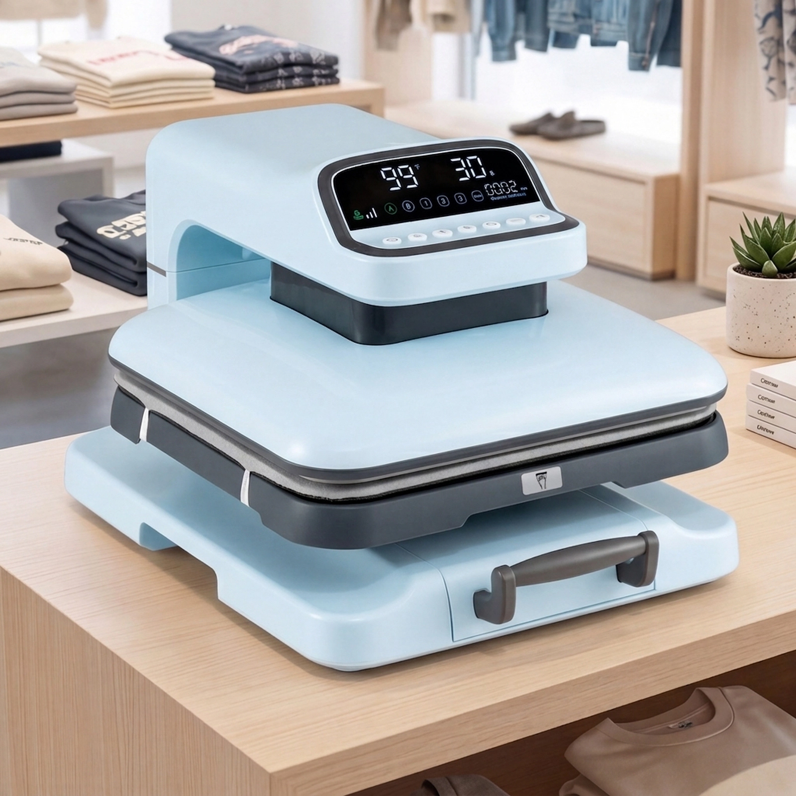 SUGIFT 1500W Auto Release Heat Press Machine for T Shirts with 15-in x 15-in Pressing Plate for Washer Users Blue