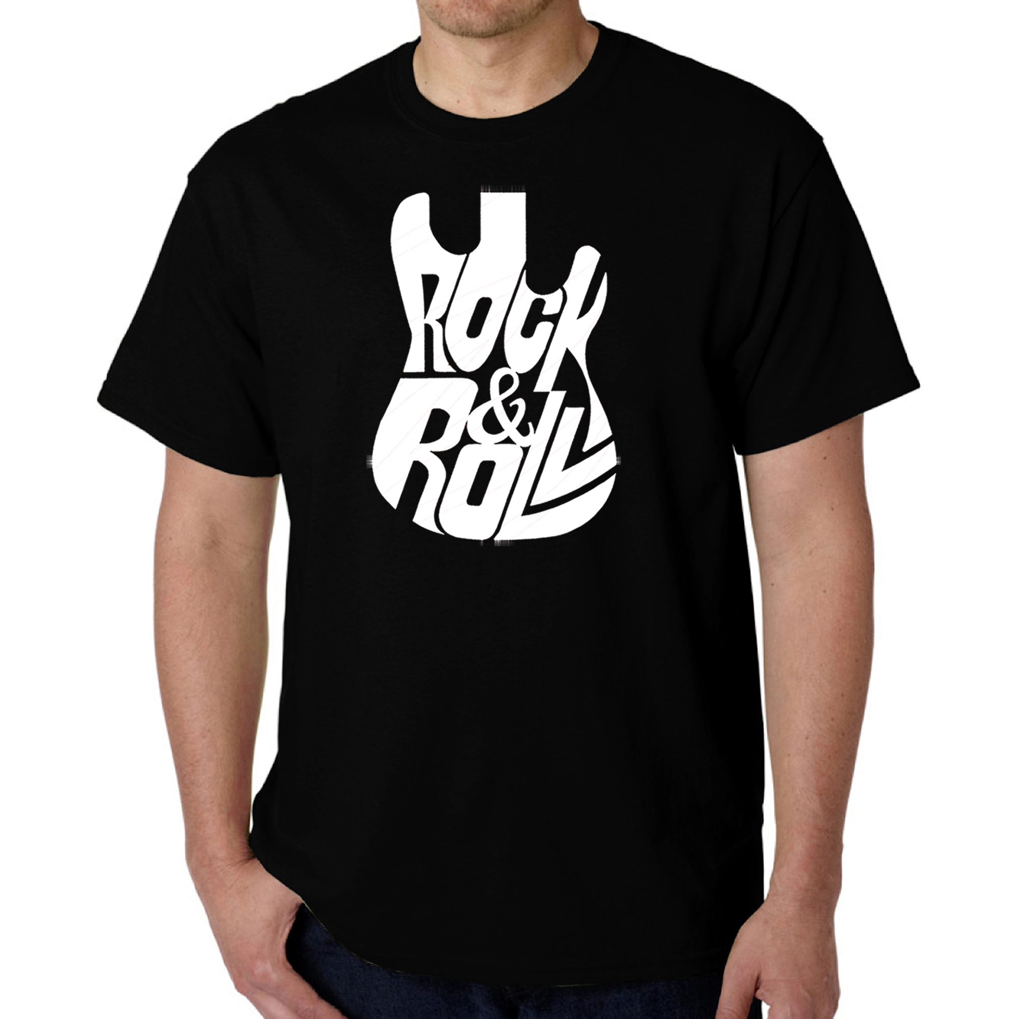 LA Pop Art Men's Word T-Shirt - Rock and Roll Guitar
