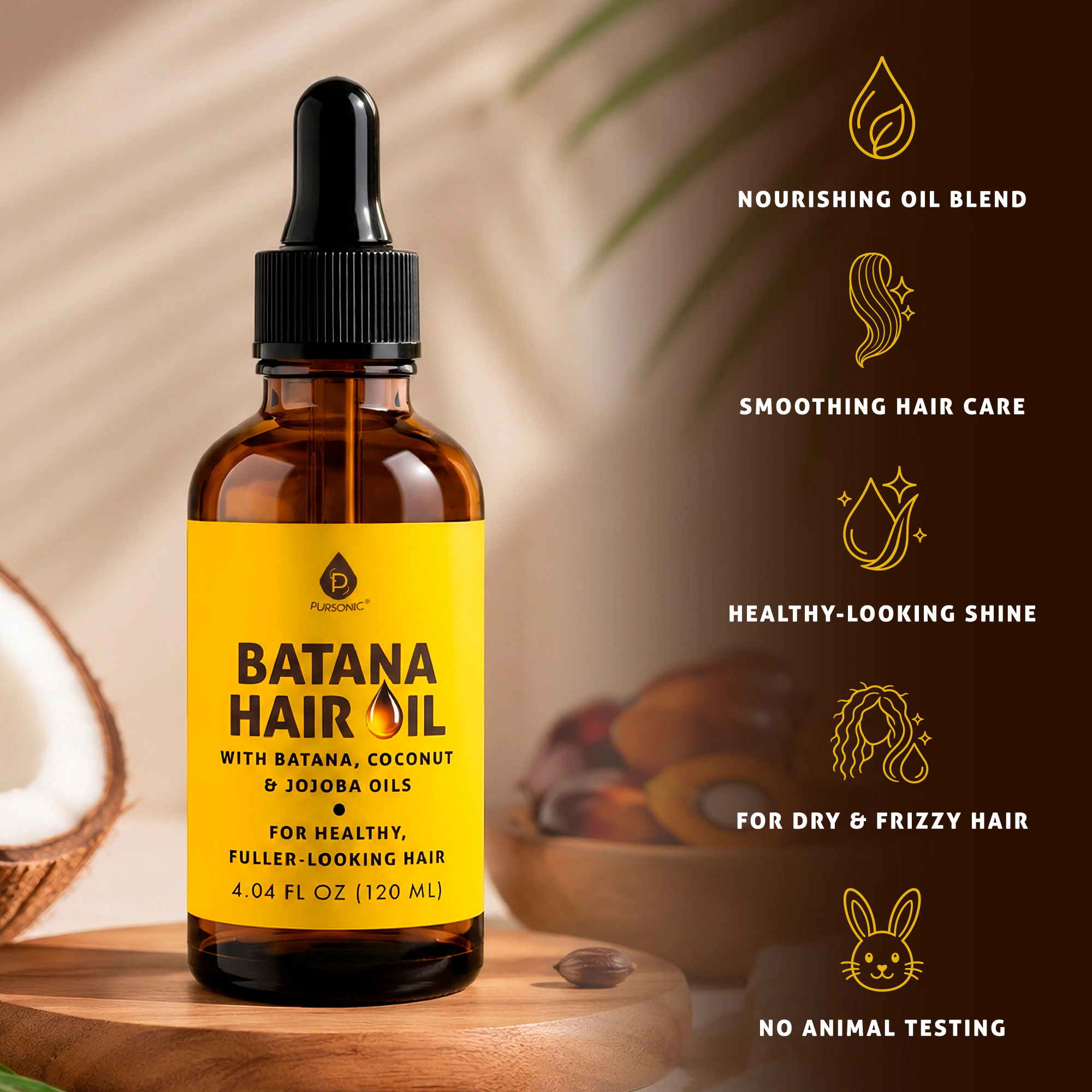 Pursonic Unisex Nourishing Batana Hair Oil – Batana, Coconut & Jojoba Oil Blend