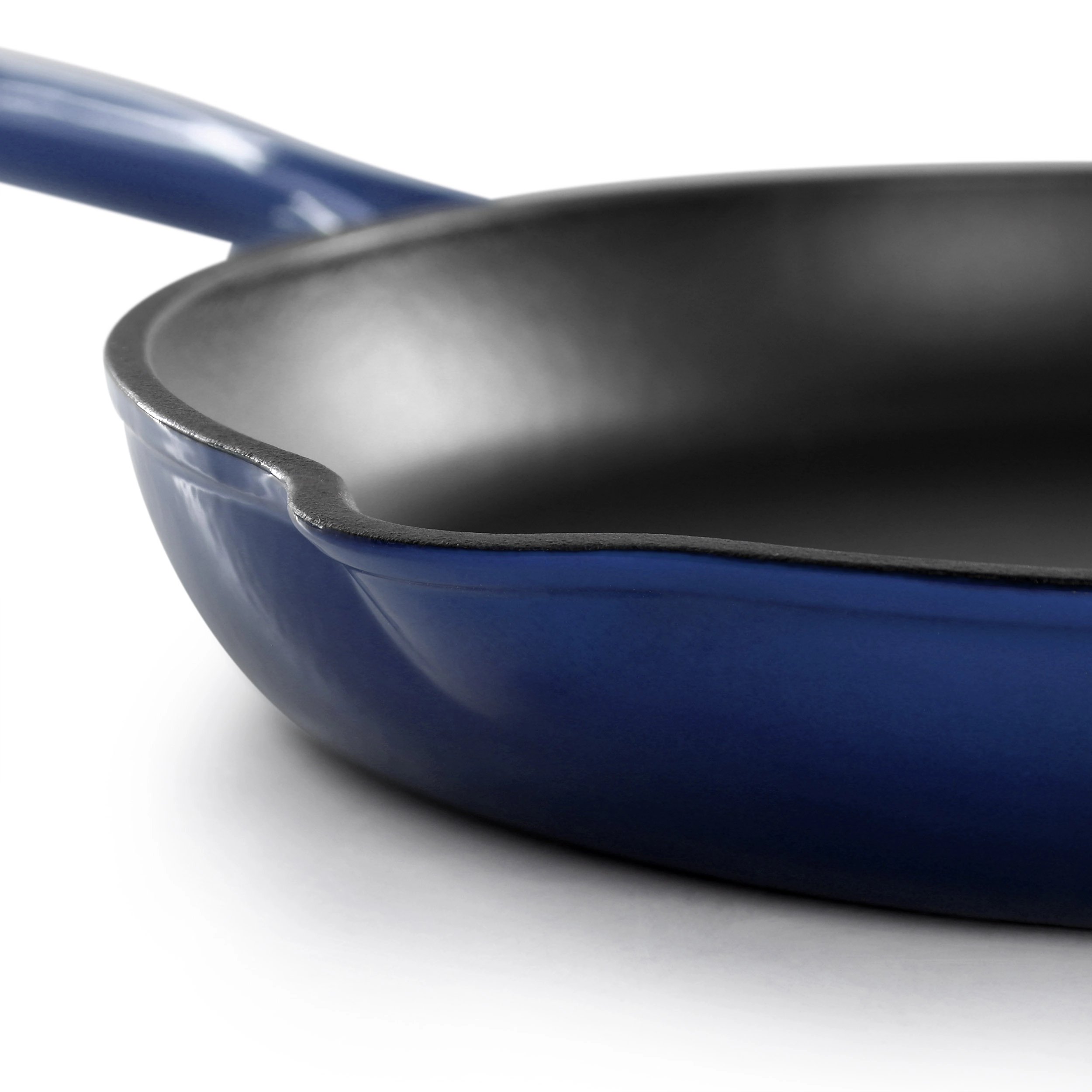 MegaChef Round 10.25 Inch Enameled Cast Iron Skillet Gradient Dark Blue