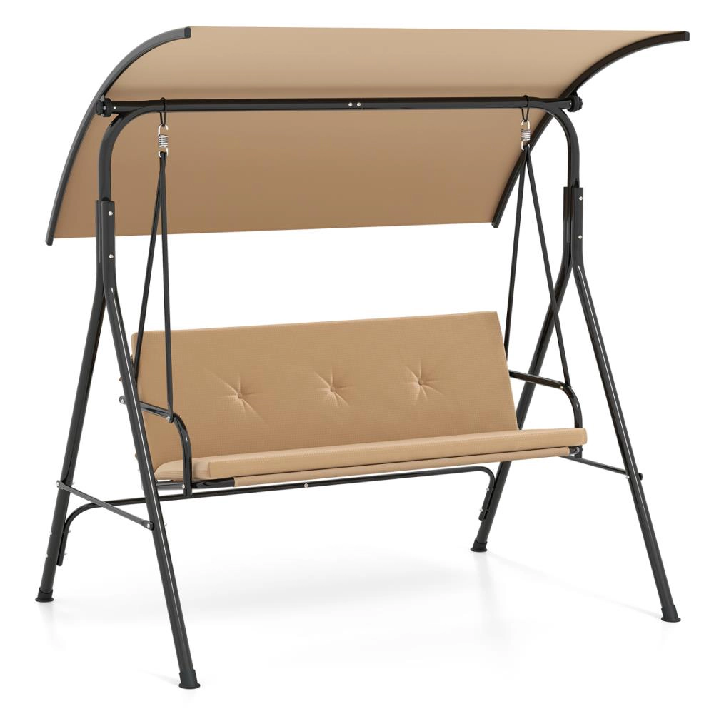 Hivvago Patio Swing Chair With Adjustable Canopy & Removable Cushion And Metal Stand