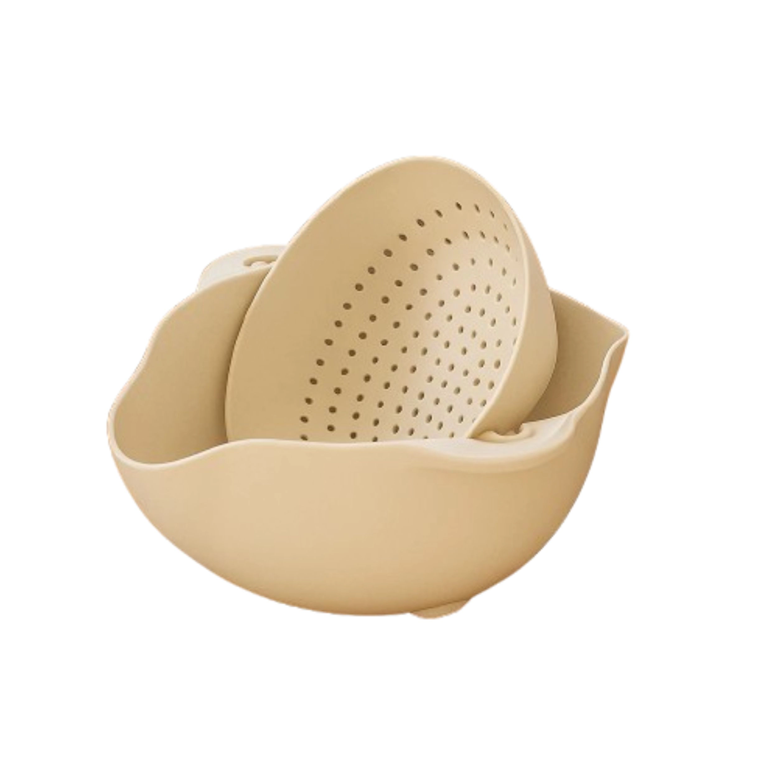 Home Collection 2-in-1 Rinse & Drain Bowl Colander Set with Rotating Strainer