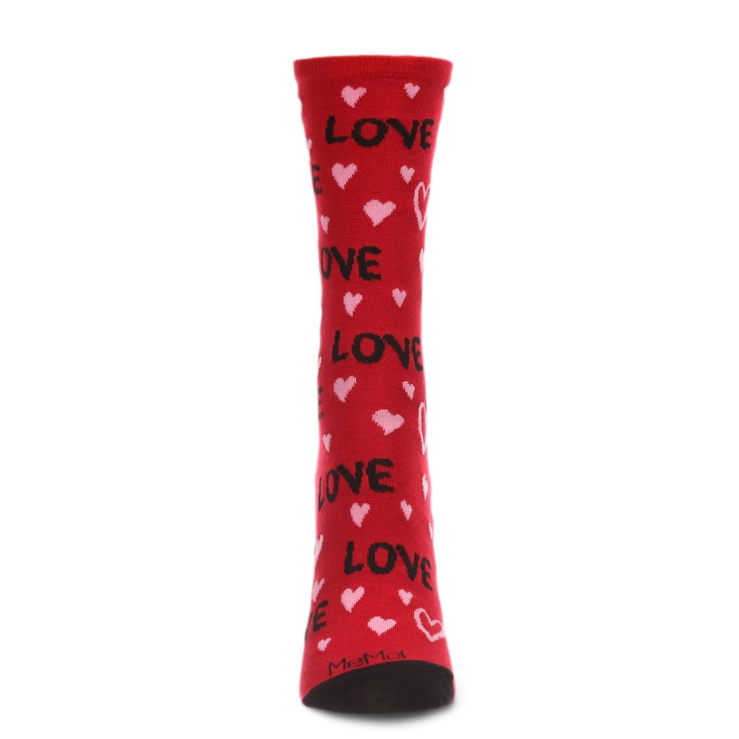 MeMoi Women's Love and Hearts Bamboo Blend Crew Socks