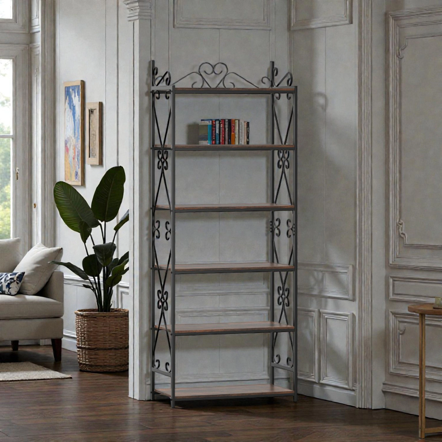 Hivvago Metal Frame Industrial Bookshelf