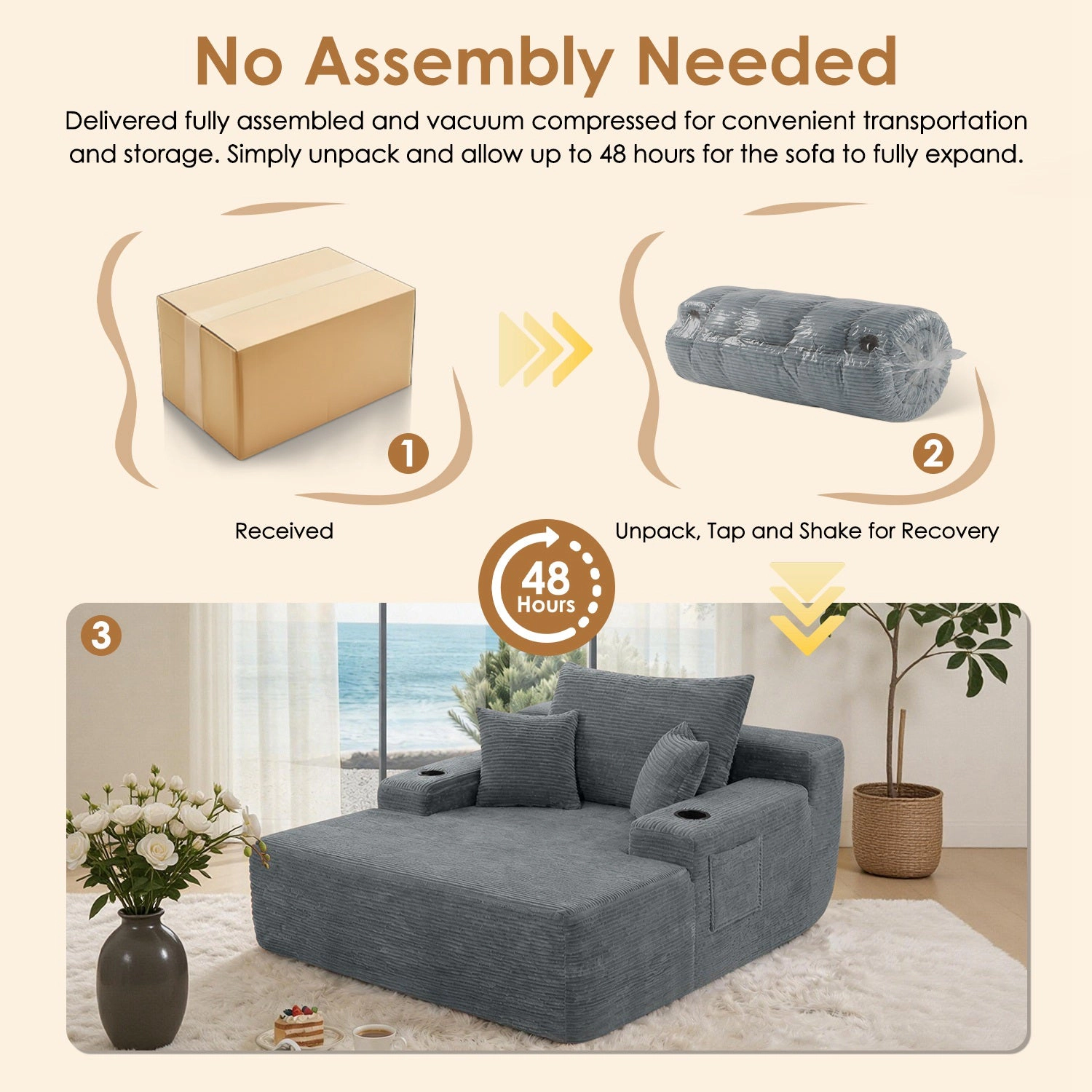 GBruno Foam-Filled Single Seat Chaise Lounge Sofa Bed