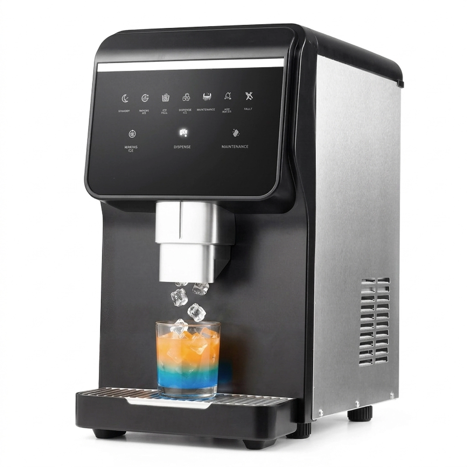 SUGIFT Nugget Ice Maker with Self Dispensing Chewable Pellet Ice Machine 80-lb Per Day Black + Silver