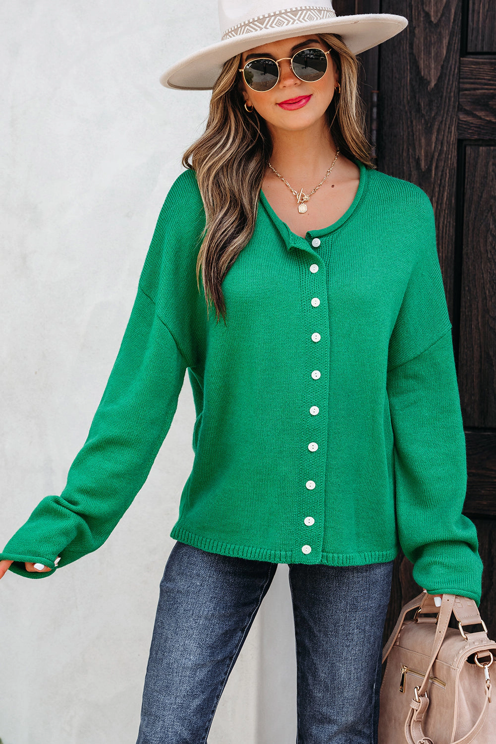 Threaded Pear Women's Evatyn Knit Drop Shoulder Sweater