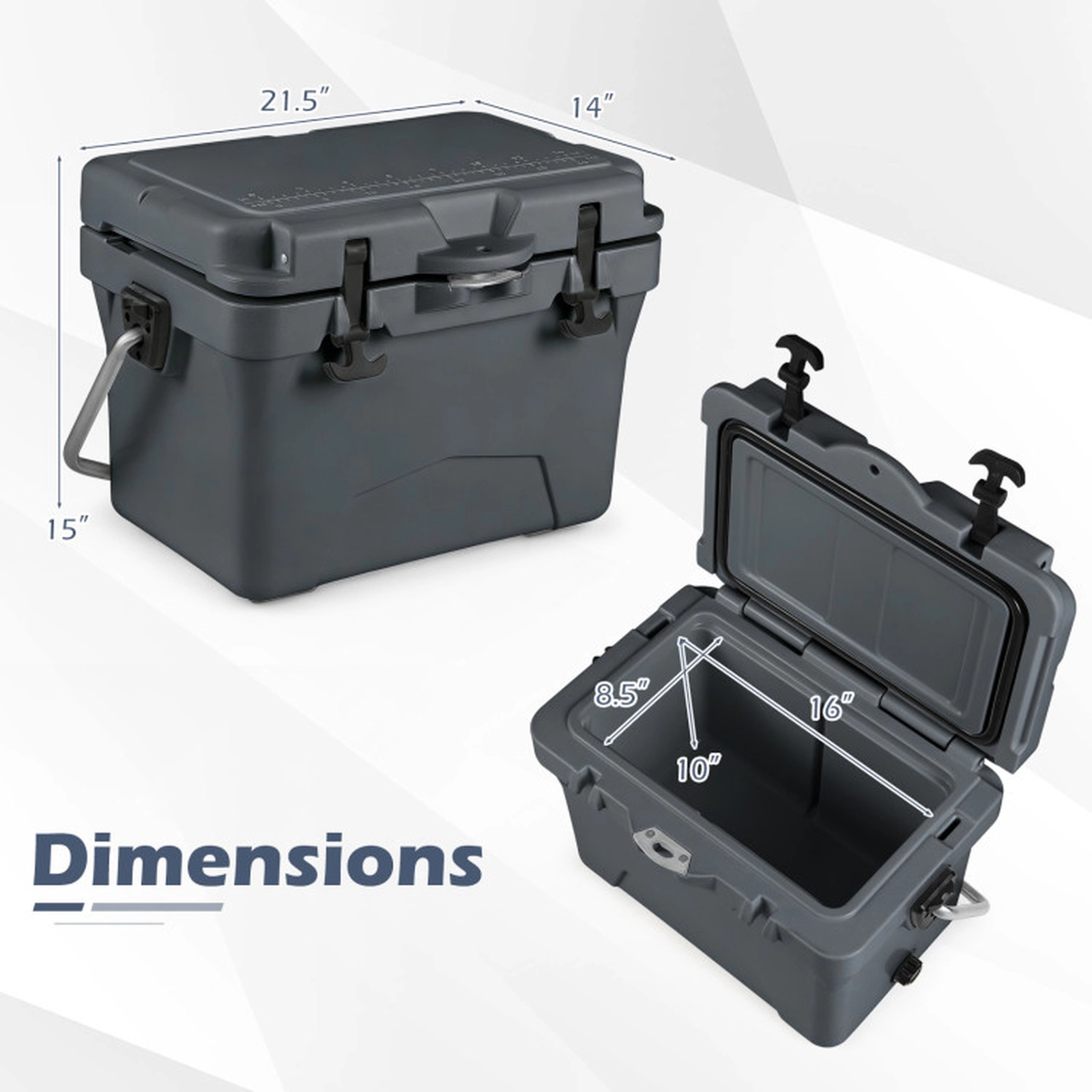 SUGIFT 20-qt 440-lb Capacity Portable Hard Cooler Ice Chest with Built-in Ruler and 6-Day Ice Retention