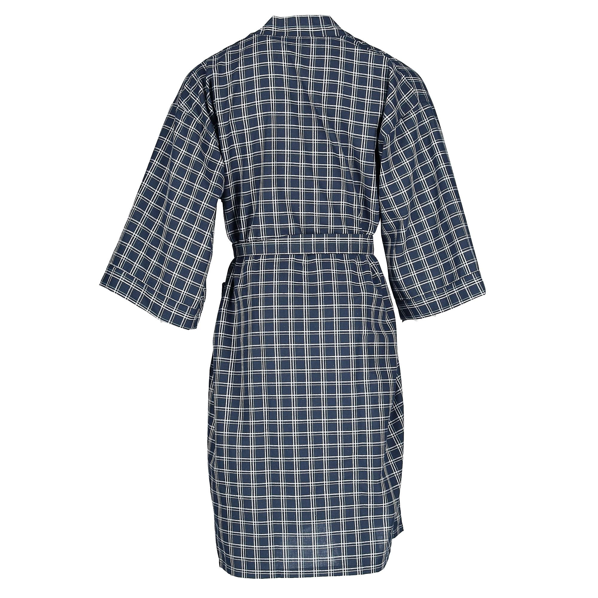 Leisureland Men's Plaid Kimono Broadcloth Robe