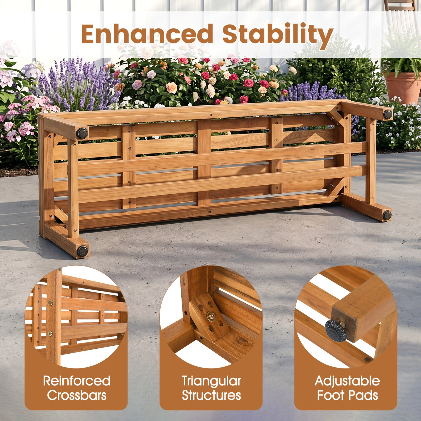 SUGIFT Set of 2 40-Inch Natural Acacia Wood Outdoor Benches