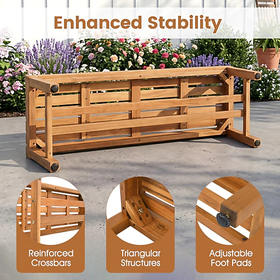 SUGIFT Set of 2 40-Inch Natural Acacia Wood Outdoor Benches