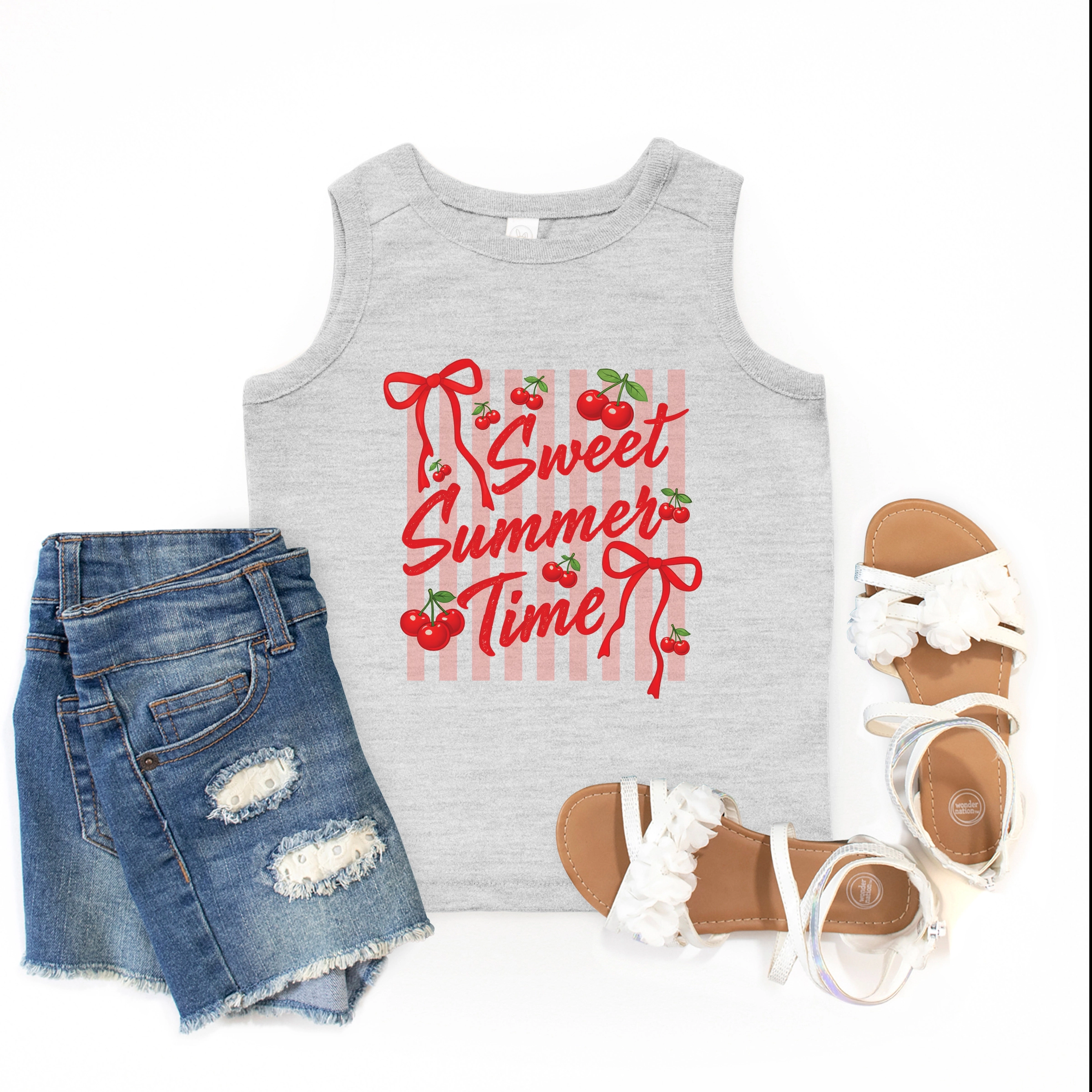 The Juniper Shop - Sweet Summer Time Cherries Coquette Youth Tank Top