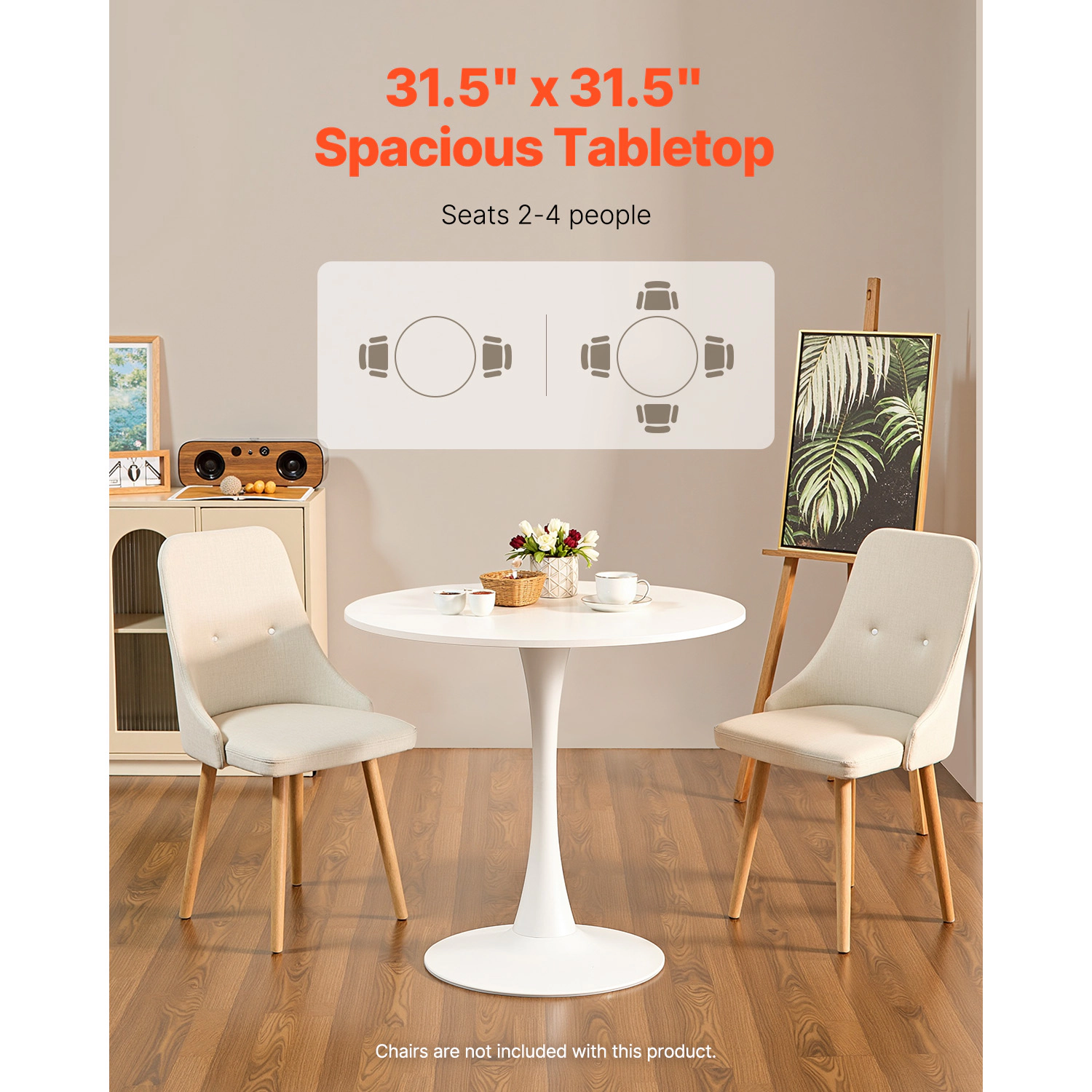 HONGGE Round Dining Table Wood for Circle Furniture Leisure Tables with Home Kitchen Living Room Only