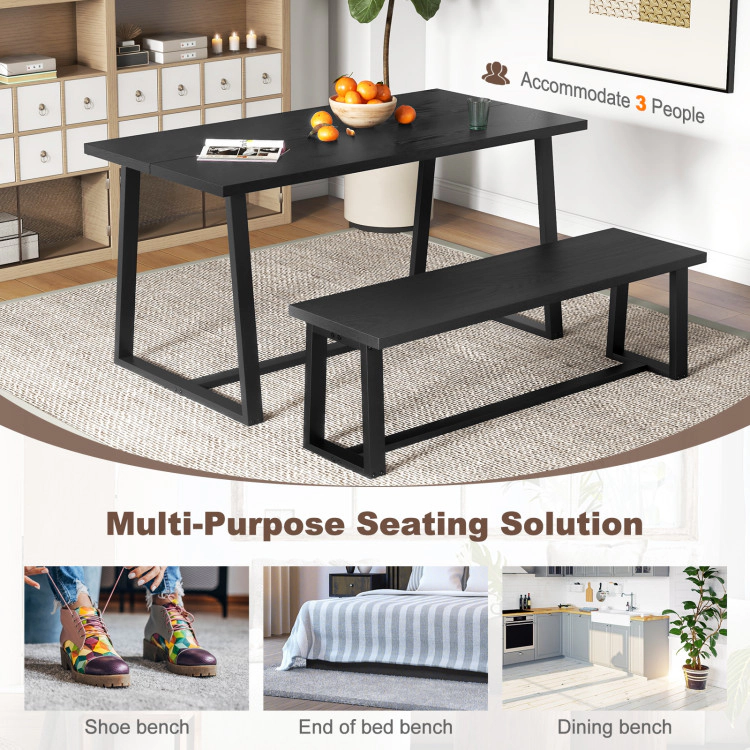 Hivvago Wood Dining Bench with Metal Frame and Adjustable Footpads