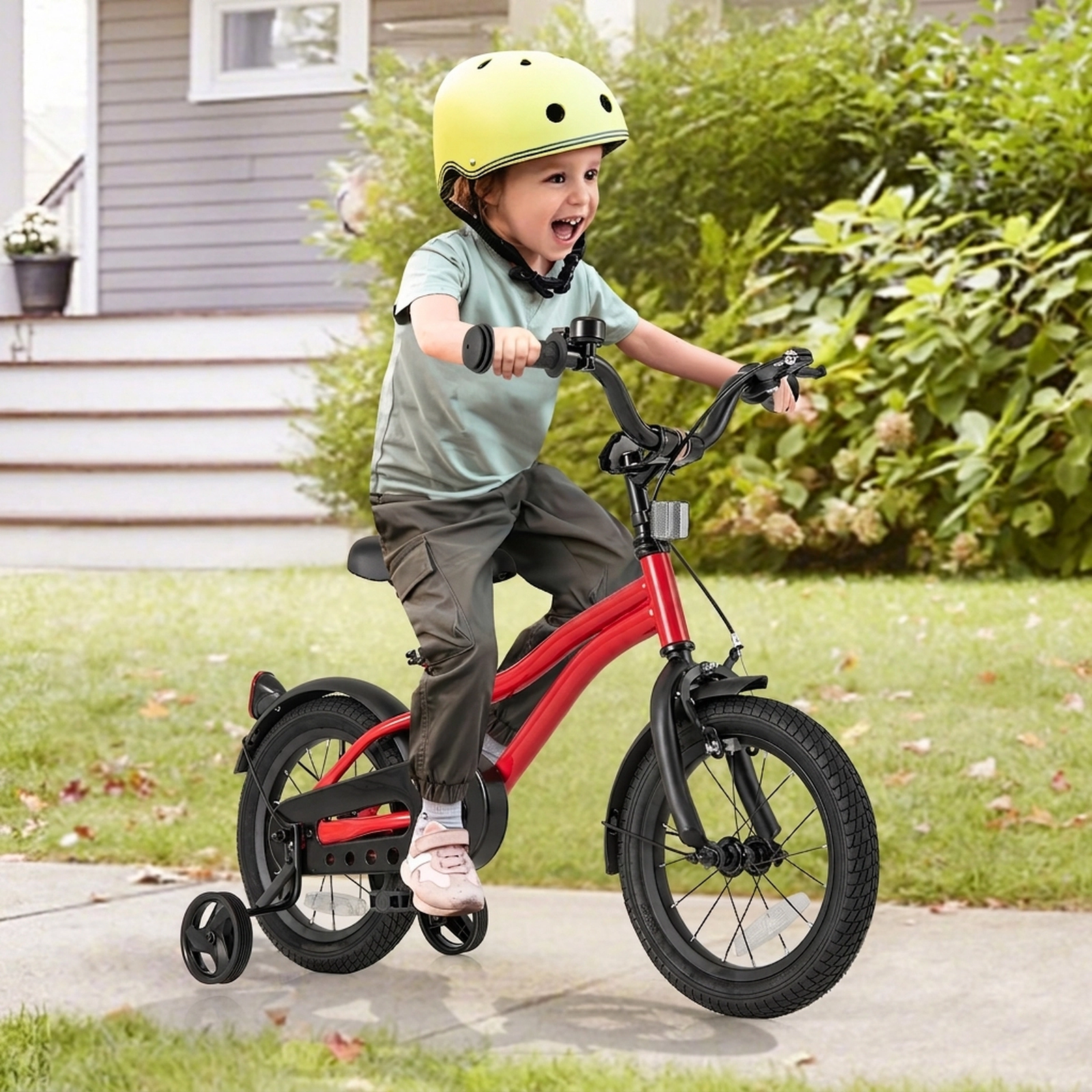 SUGIFT Adjustable Handlebar Kids Bicycle with Dual Brakes 110-lb Seat Capacity Ages 3-5 Red