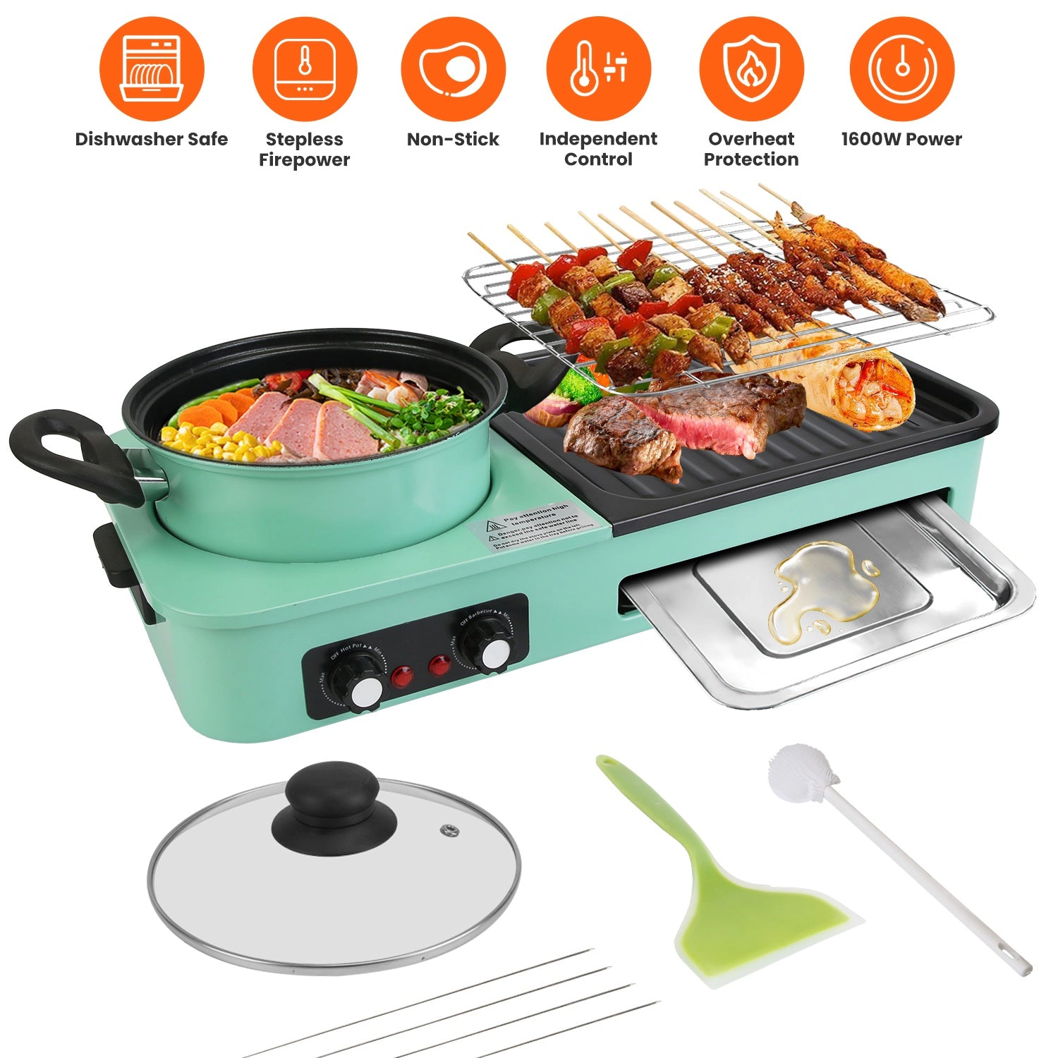 GBruno 3-in-1 Electric Hot Pot With Grill