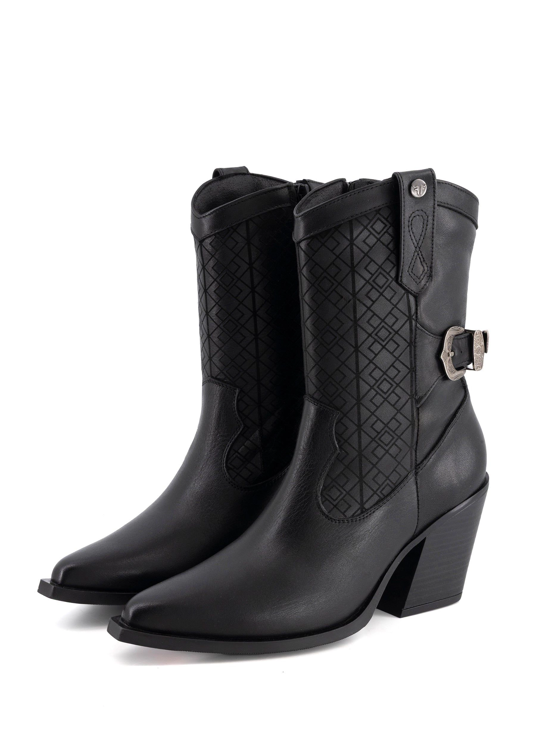 Forastero Womens Leather Boots -, Pointed Toe, Block Heel