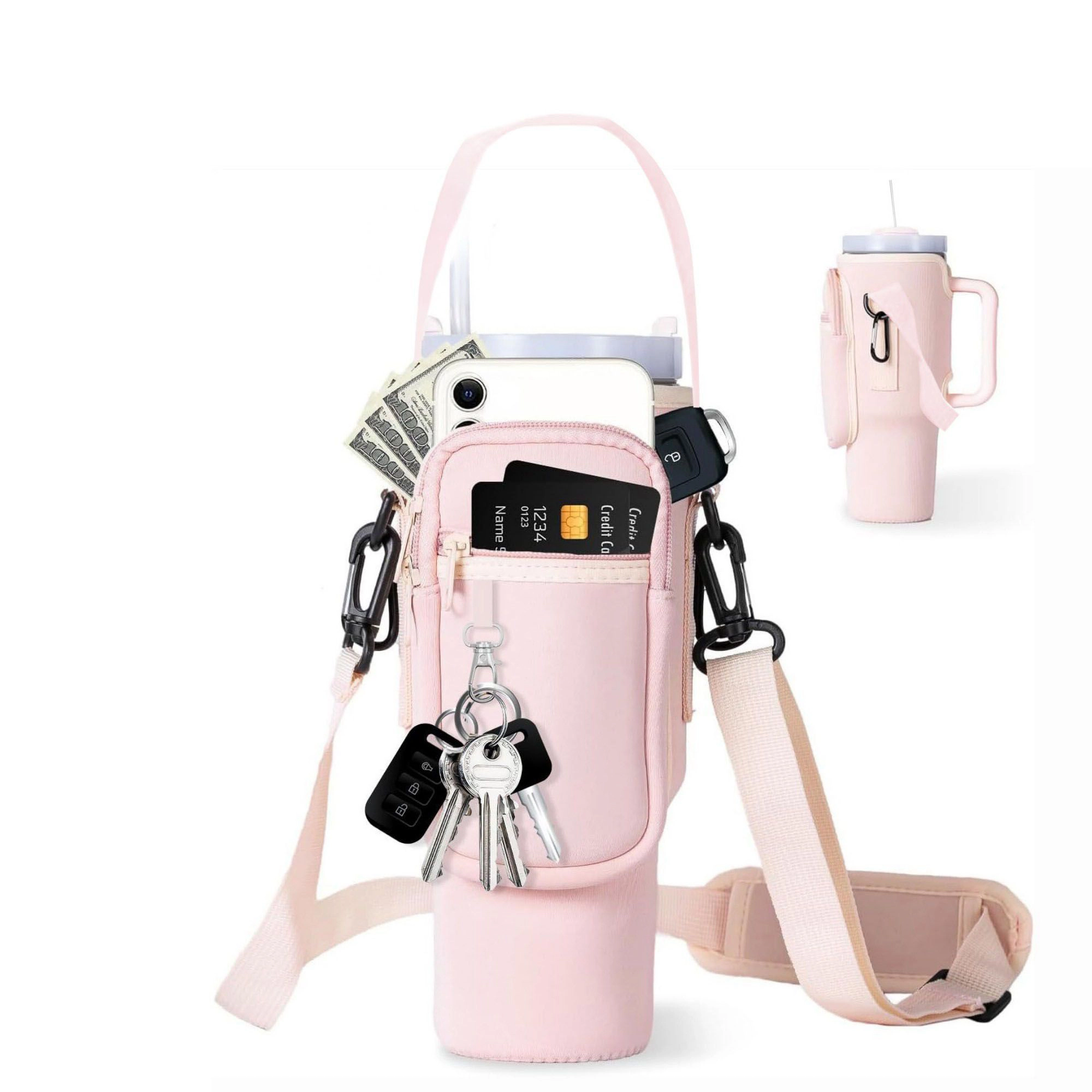 Alilang Women Women's Multifunctional Drink Holder Bag with Key, Card, and Phone Storage, Adjustable Strap for Hands-Fre