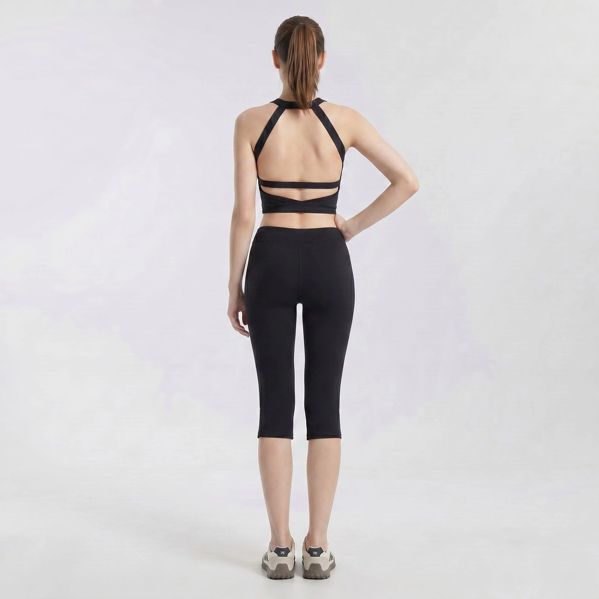 Anna-Kaci Women's High-Waist Capri Leggings with Wide Waistband Smooth Stretch Pull On Workout Yoga Pants