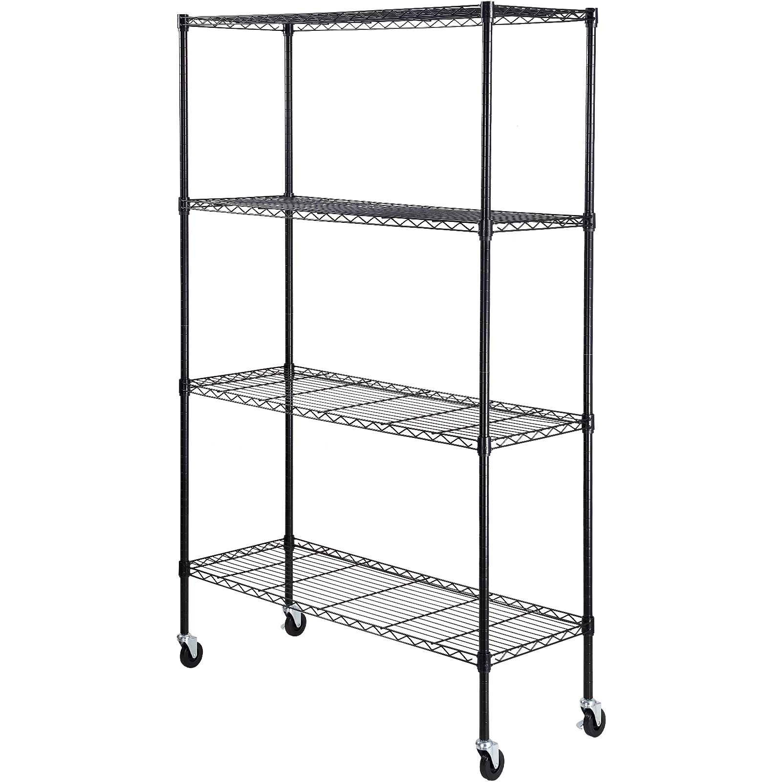 Flynama 4 Tier Heavy Duty Metal Wire Shelving 700 LBS 74 in H with Rolling Wheels for Garage