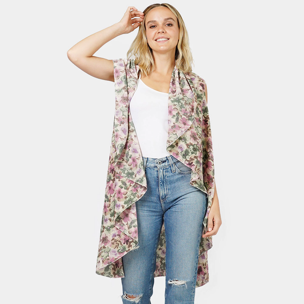 TRUEDAMES Women Flower Printed Round Vest