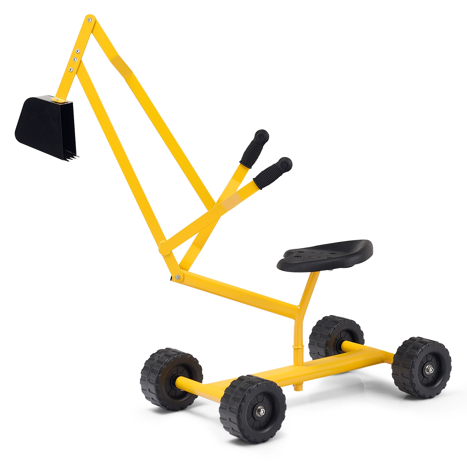 SUGIFT Yellow Heavy Duty Steel Frame and 360-Degree Swivel Seat Kids Ride-On Sand Digger