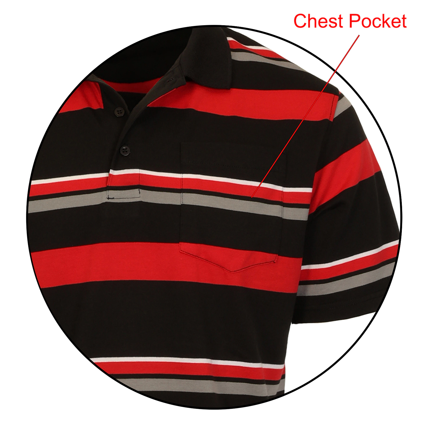 Gioberti Mens Multiple Stripe Polo Shirt With Pocket - Short Sleeve Yarn Dye