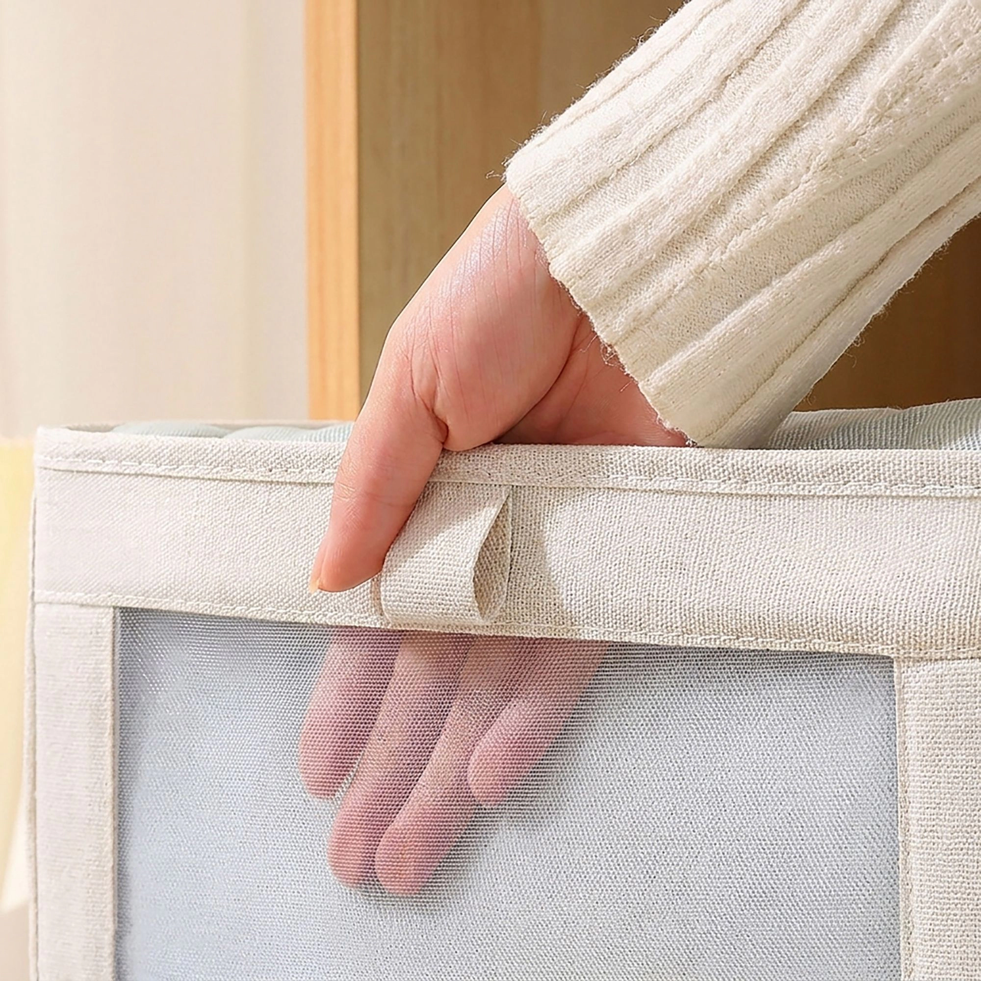 Alilang Unisex Foldable Fabric Storage Bin with Clear Window and Open Top
