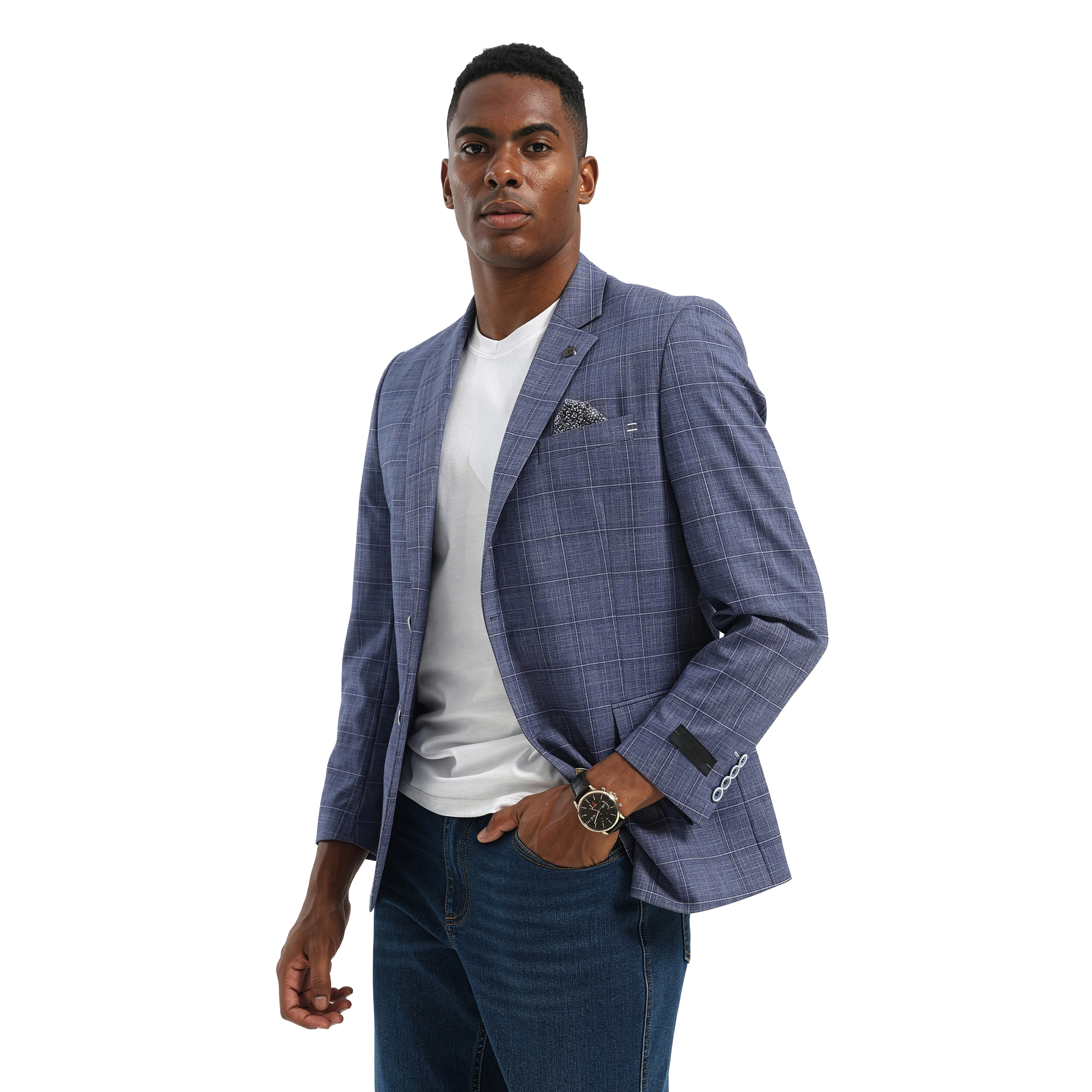 Tazzio Mens Plaid Windowpane Slim-Fit Sport Coat, Business and Casual