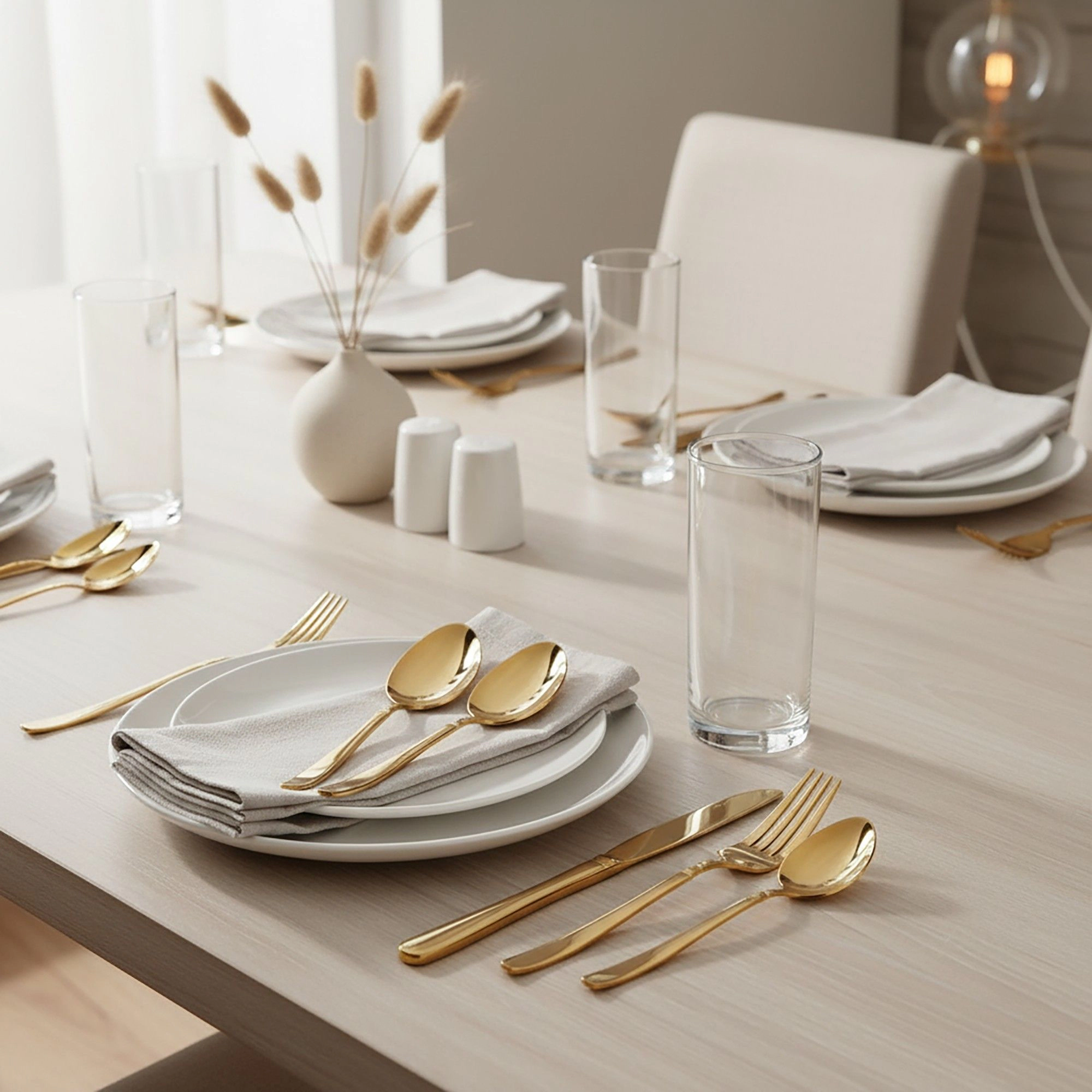 Alilang Women 24 Piece Flatware Set Gold Tone Stainless Steel Cutlery Set Service for 6 Mirror Finish Utensil Set with G