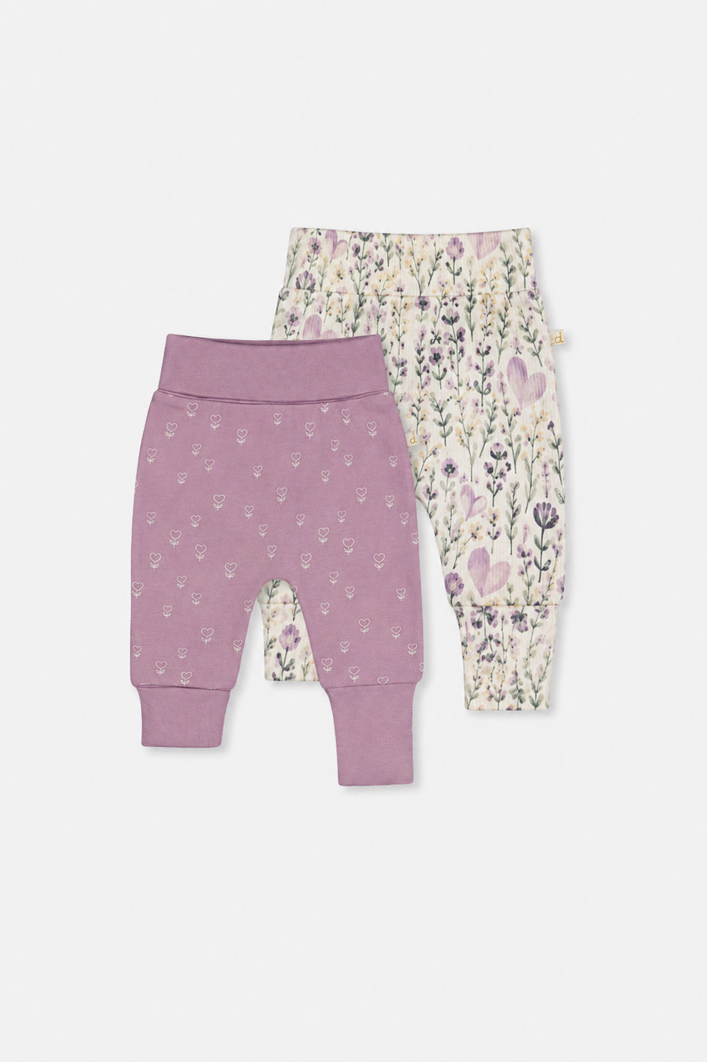 Deux par Girls Two Pack Organic Cotton Evolutive Pants with Floral Print