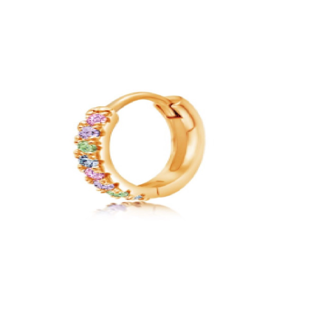 CHANTEUR Kids Gold-Plated Round Crystal Huggie Hoop Earrings - Nickel, Lead & Cadmium Safe