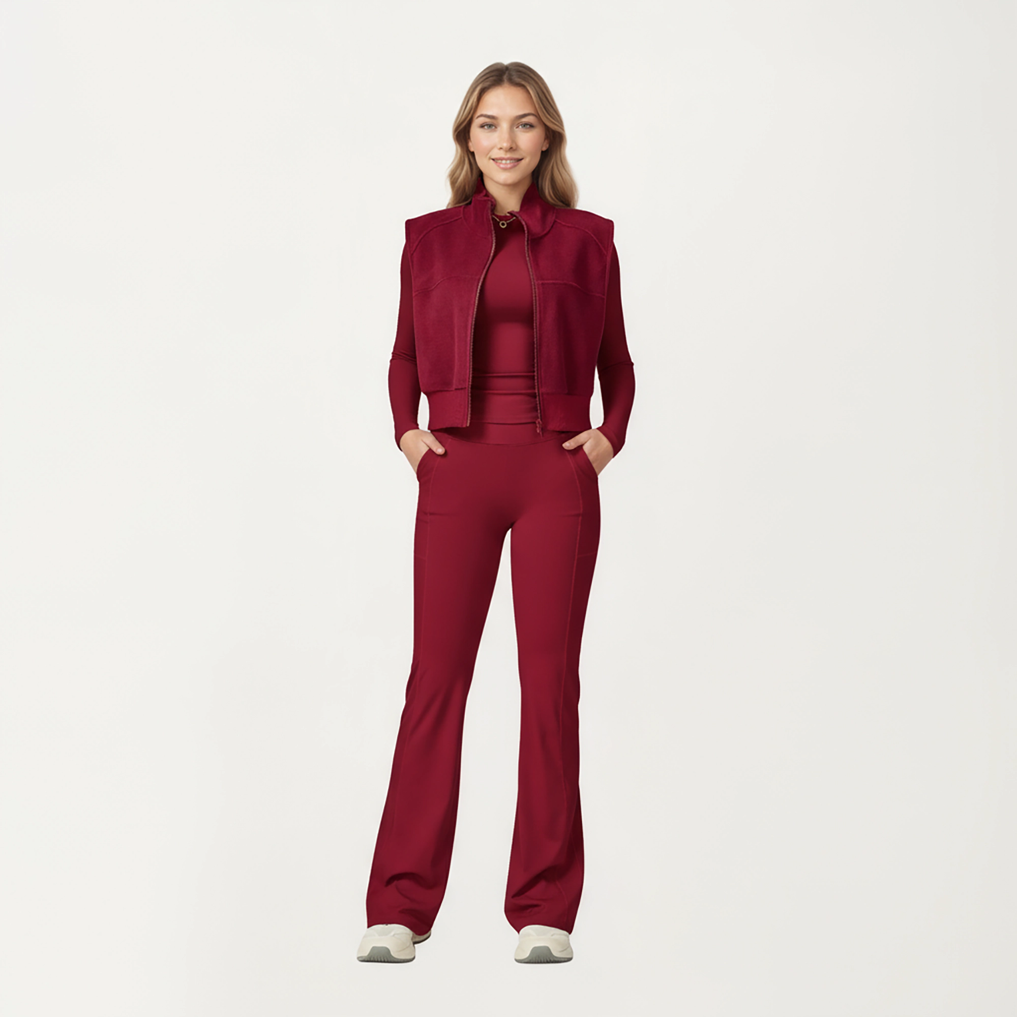 Anna-Kaci Women's Cropped Zip Closure Vest with Stand Collar and Fitted Hem