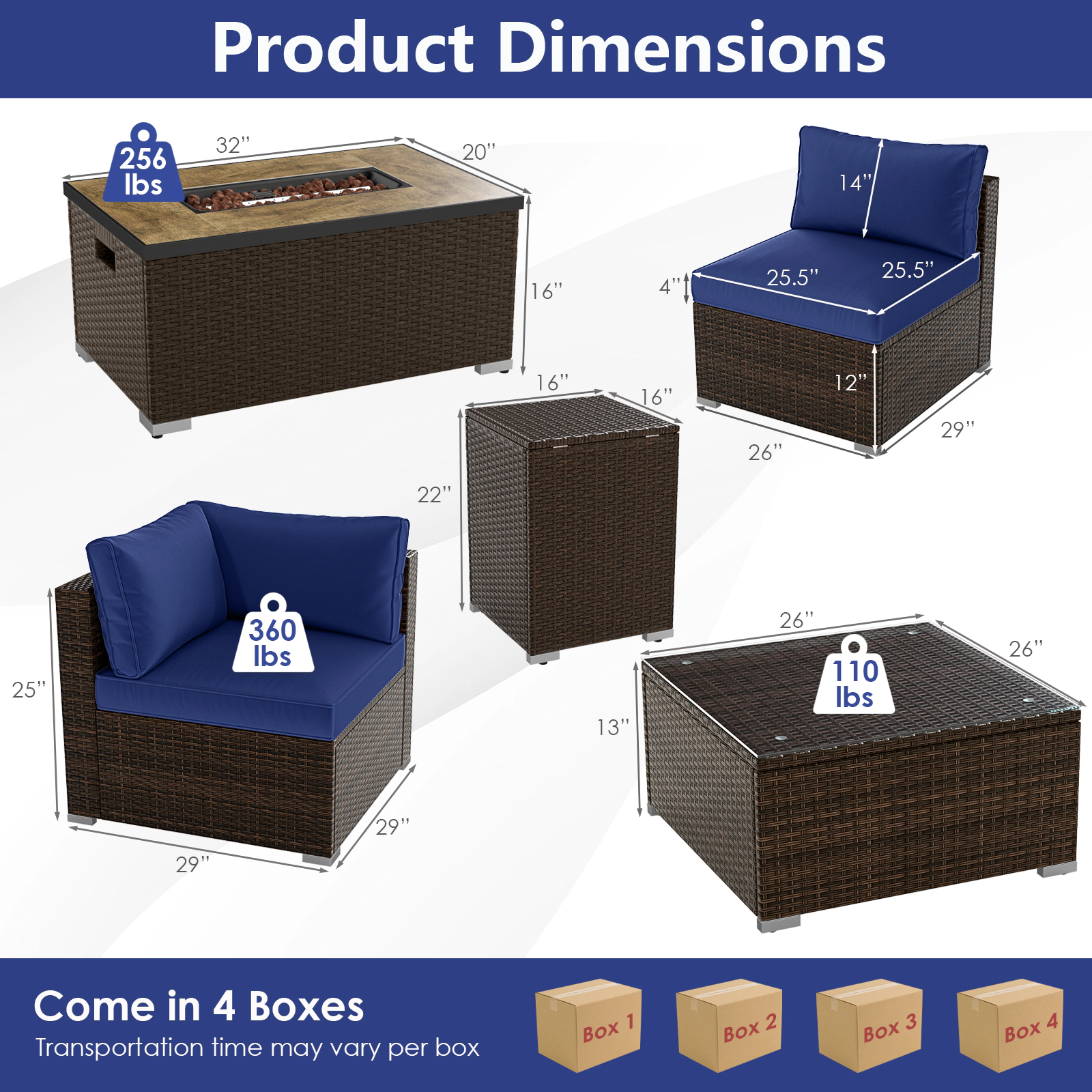 SUGIFT 32 40000 BTU Fire Pit Table and Propane Tank Cover 7-Piece Patio Set
