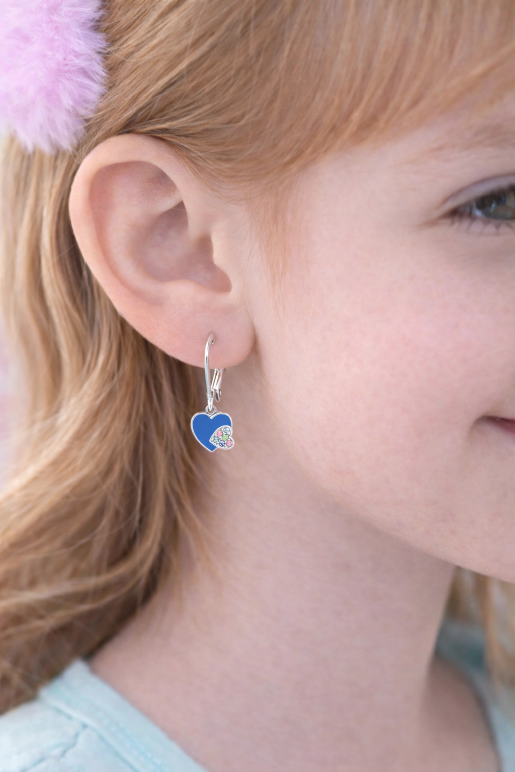 CHANTEUR Kids Sterling Silver Leverback Heart Earrings - Hypoallergenic Girls Jewelry