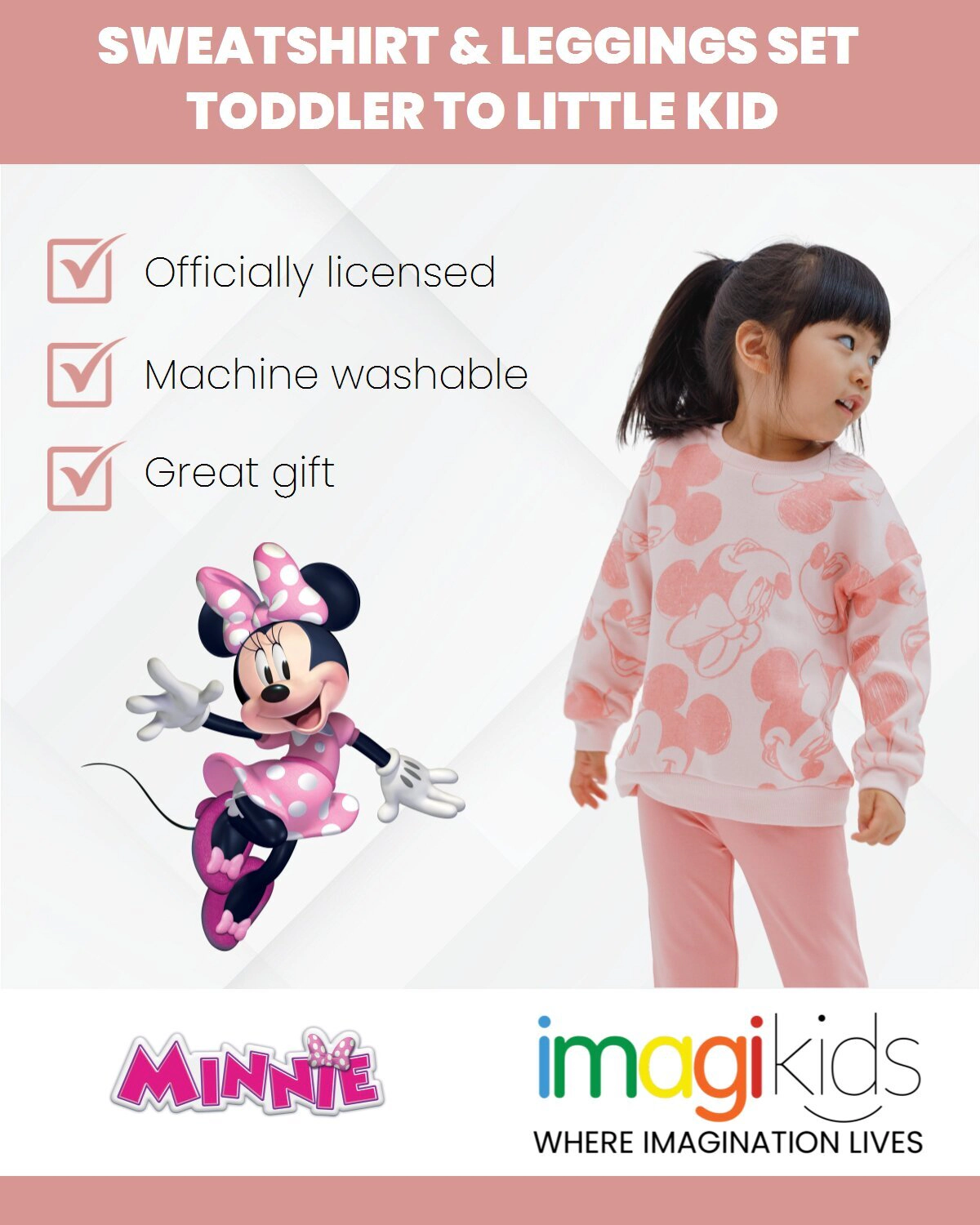 Disney Mickey Mouse & Friends Girls' 2-Piece Sweatshirt and Flare Leggings Set