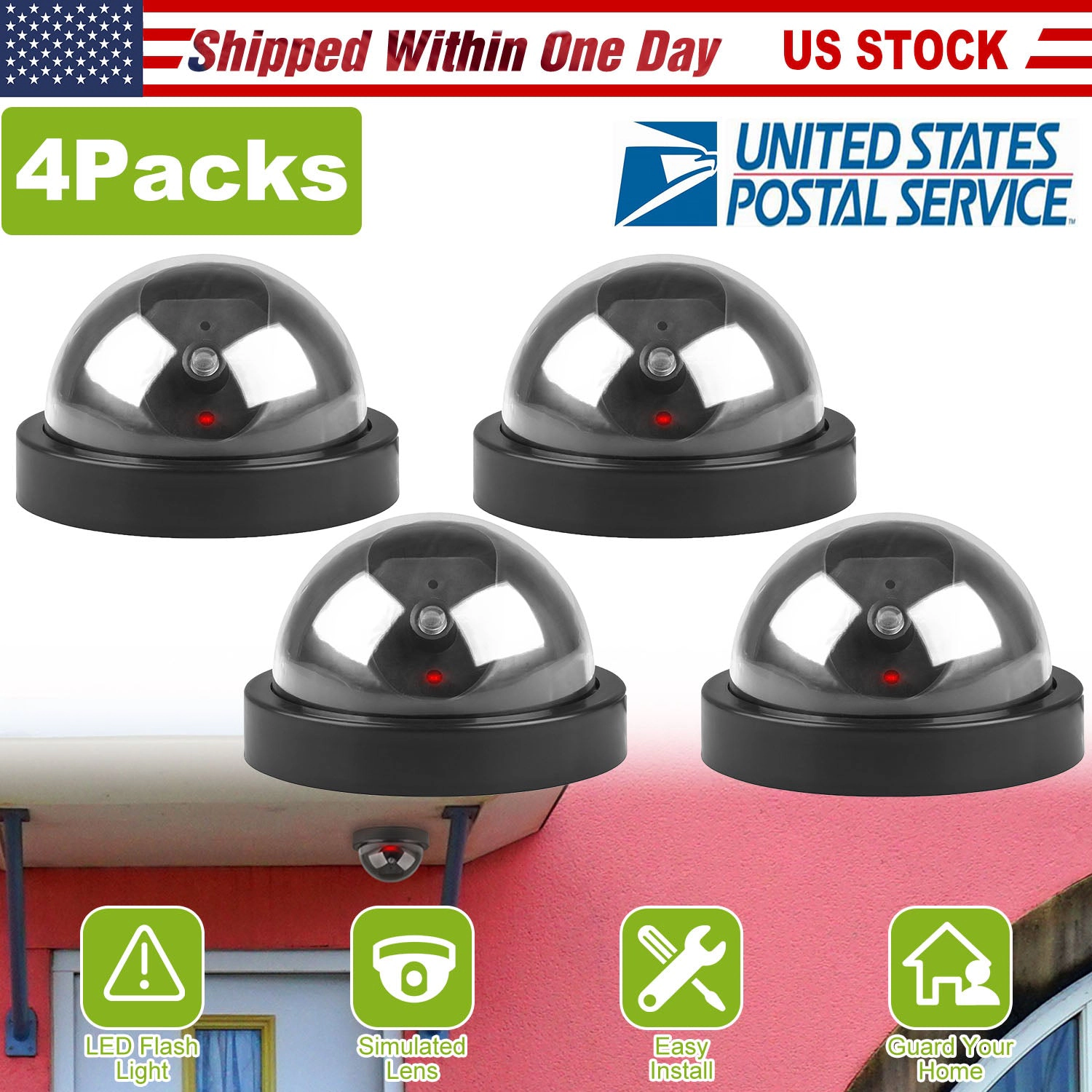 GBruno 4-Piece Dome Dummy Security Camera Set