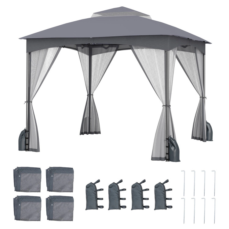 Hivvago 10 X FT Heavy-Duty Patio Gazebo with Netting Walls and 4 Sandbags