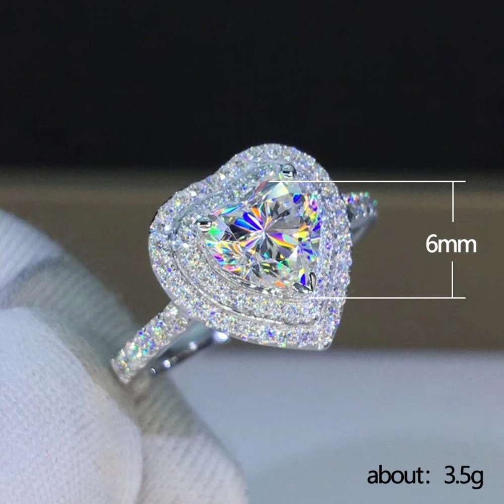 Fashion Heart Ring High Sparkle Love Engagement Jewelry