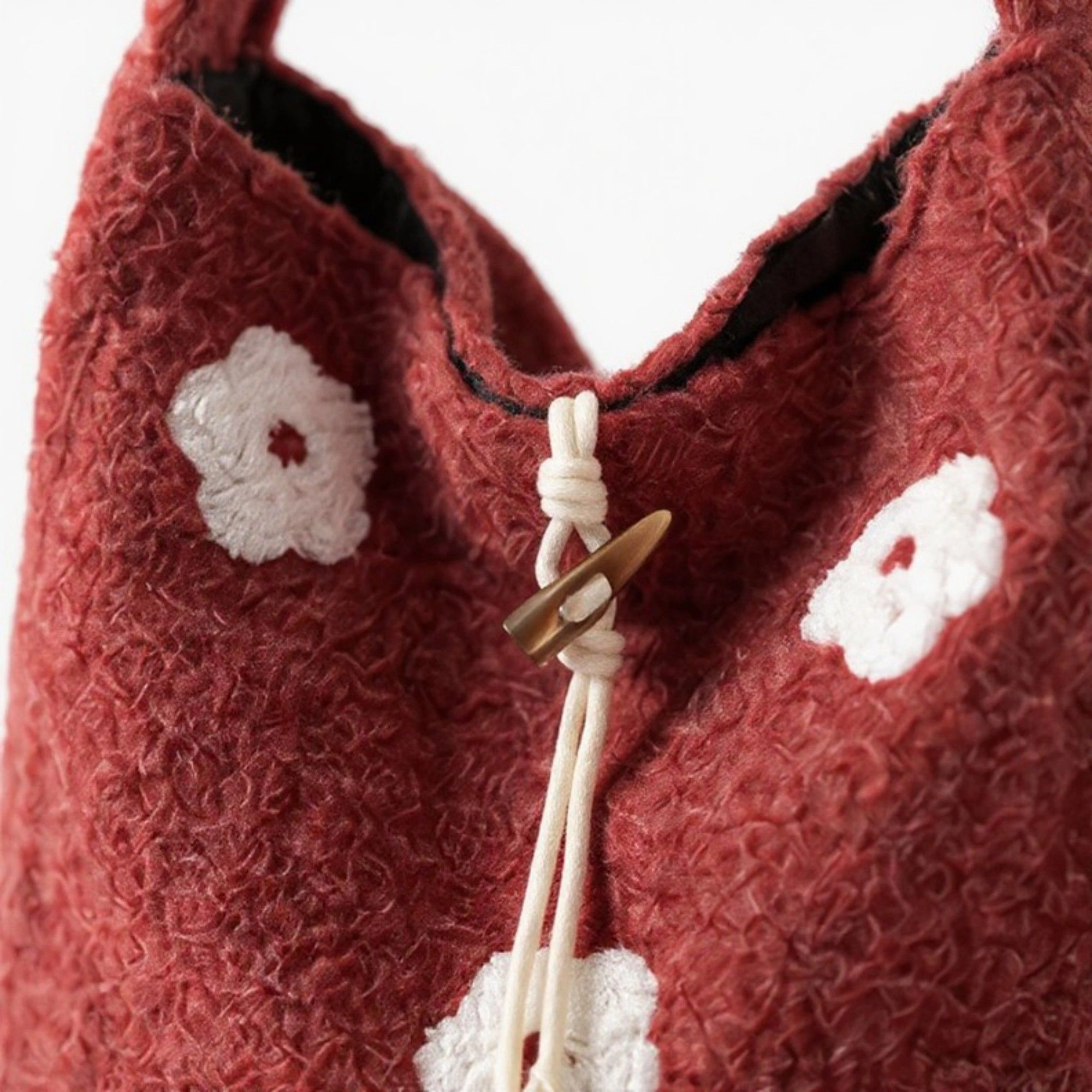 Alilang Women's Floral Applique Felt Hobo Shoulder Bag with Soft Structured Body and Top Handle