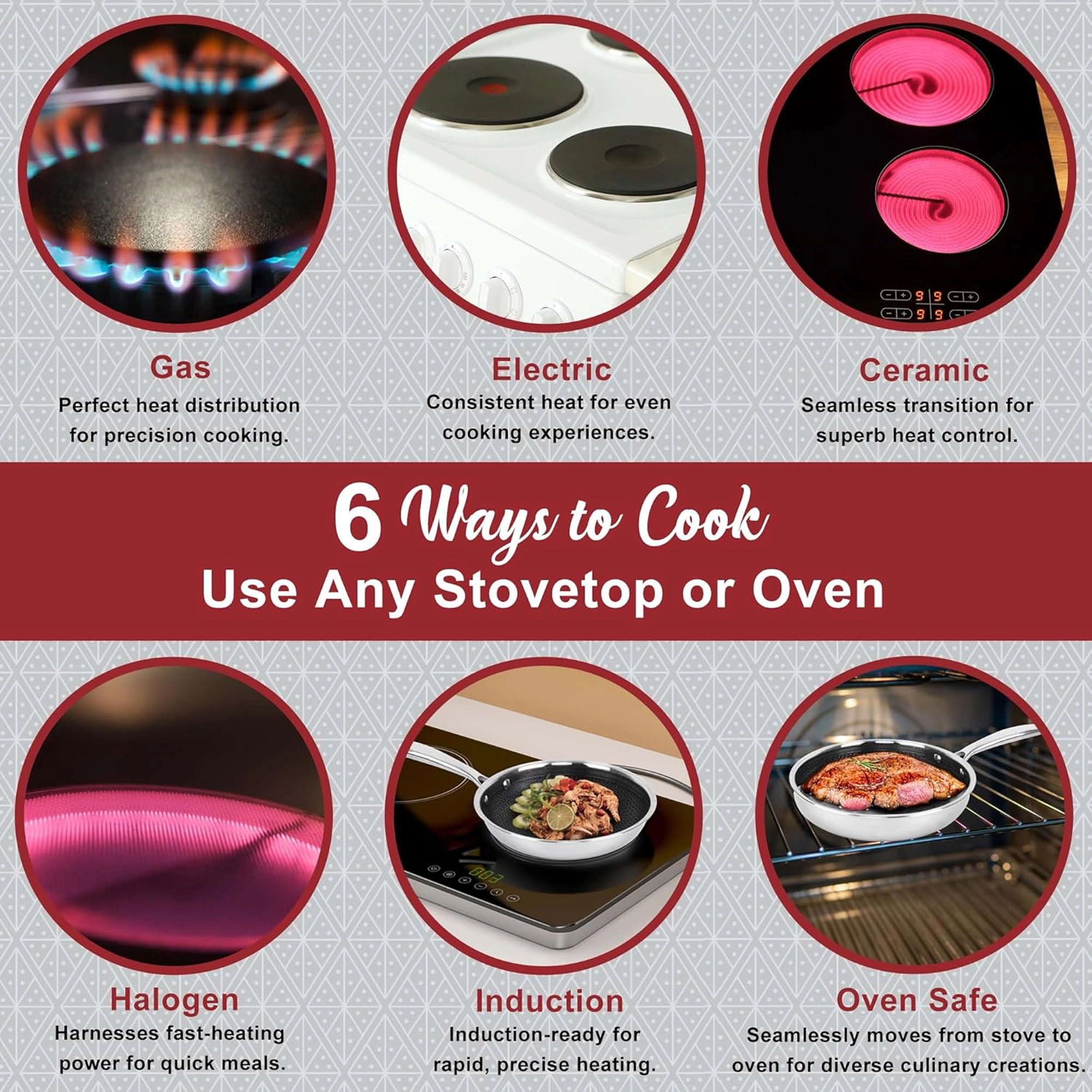 Brentwood 8 inch and 9.5 inch Hybrid Non-Stick Stainless Steel Frying Pan Set