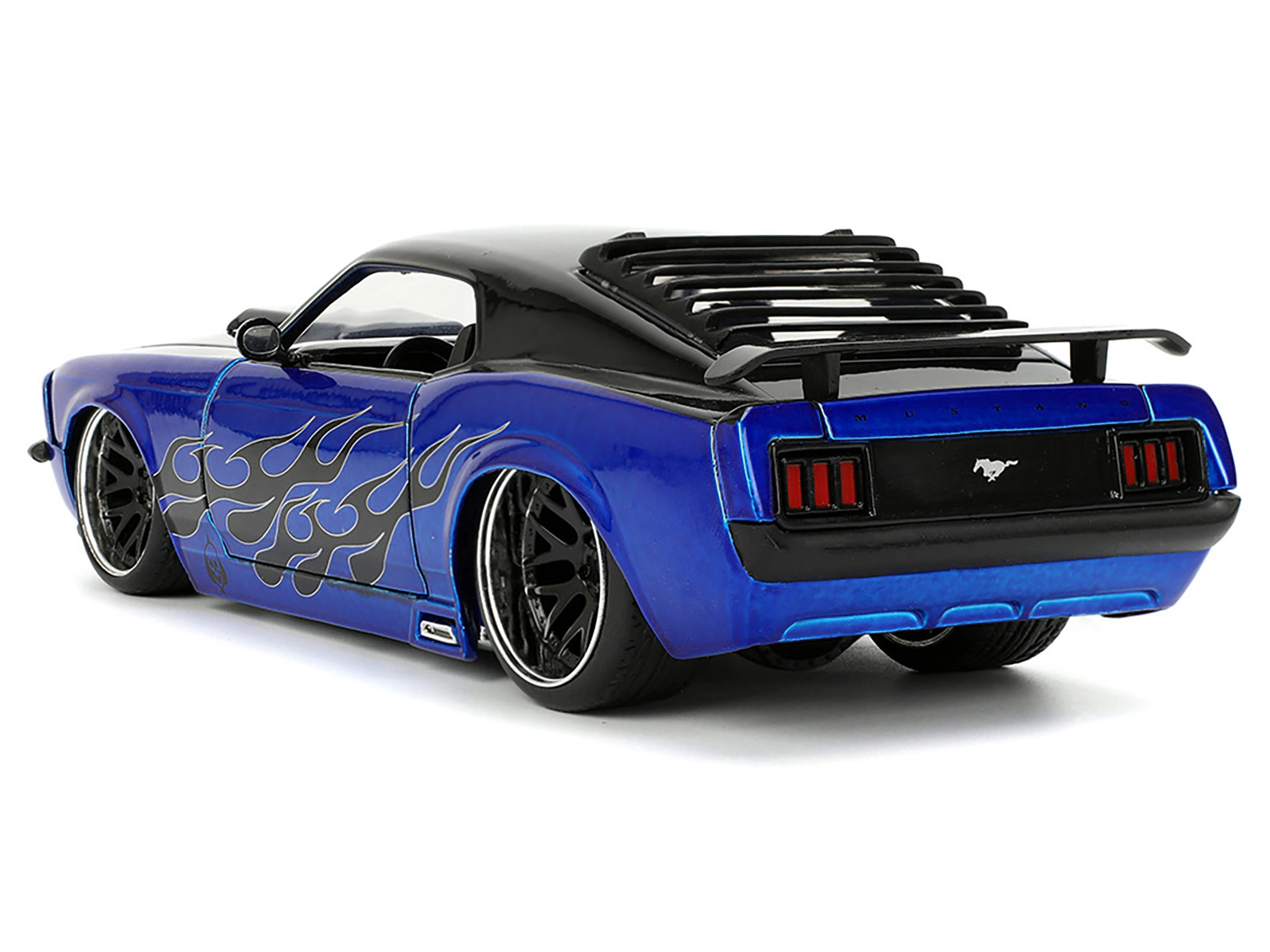 Jada 1970 Ford Mustang Boss 429 Black and Blue Metallic with Flames "Bigtime Muscle" Series 1/24 Diecast Model