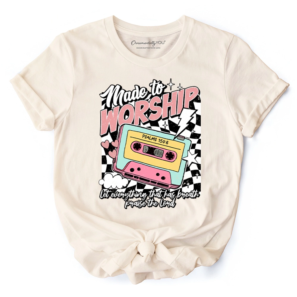 OrnamentallyYou Unisex Made To Worship Christian Retro T-Shirt