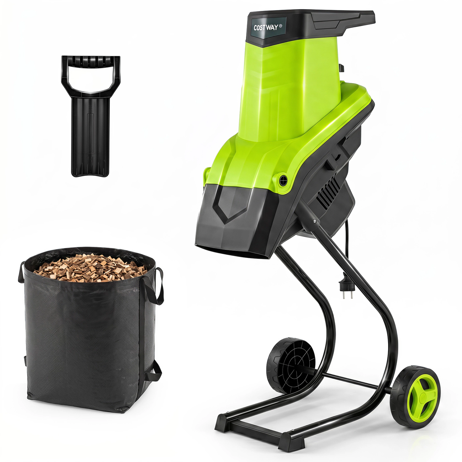 SUGIFT 15-Amp Electric Wood Chipper Shredder Mulcher with 1.8-in Max Cut and 13.2-gal Collection Bag