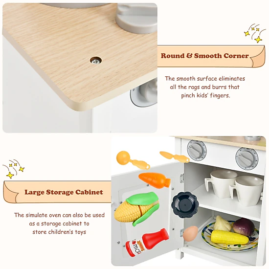 Hivvago Wooden Pretend Play Kitchen Set For Kids With Accessories And Sink